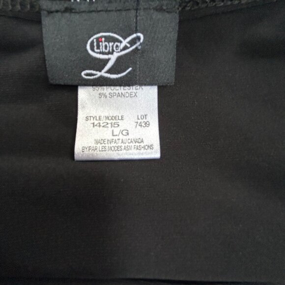 Libra Womens Black Taupe Asymmetric Swing Hem Tunic Top Large 3/4 Sleeve Stretch - Picture 4 of 9